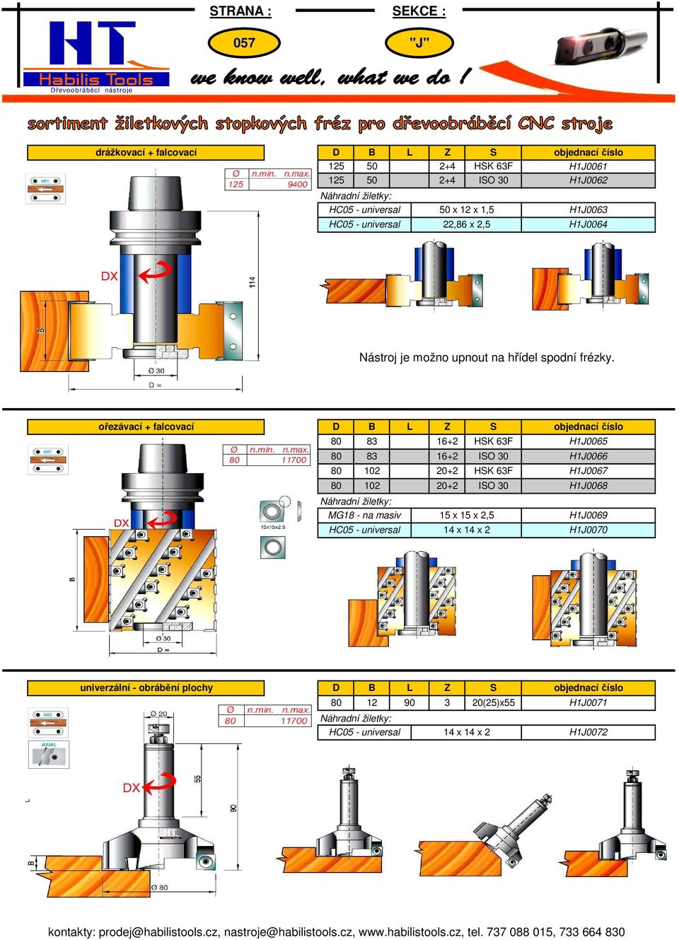 ořezávací + falcovací D B L Z S 80 83 16+2 HSK 63F H1J0065 80 83 16+2 ISO 30 H1J0066 80 102 20+2 HSK 63F H1J0067 80