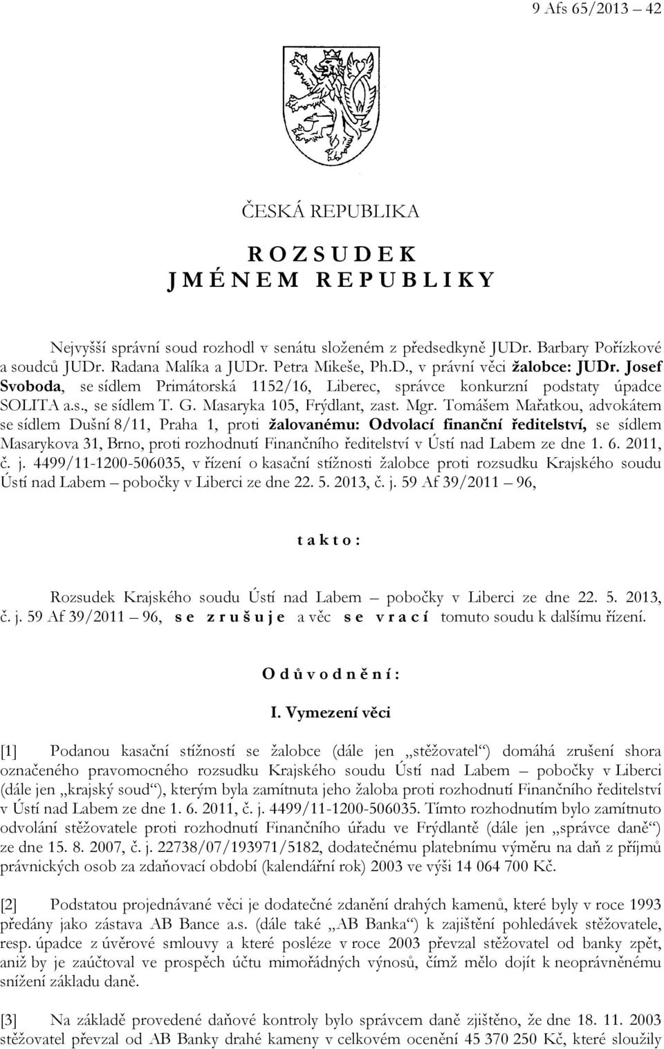 Masaryka 105, Frýdlant, zast. Mgr.