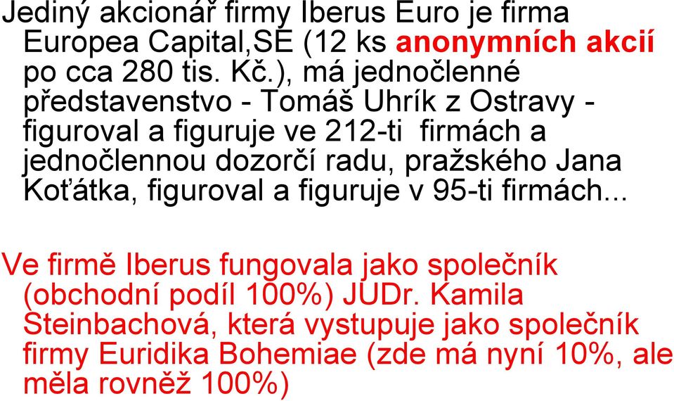 dozorčí radu, pražského Jana Koťátka, figuroval a figuruje v 95-ti firmách.