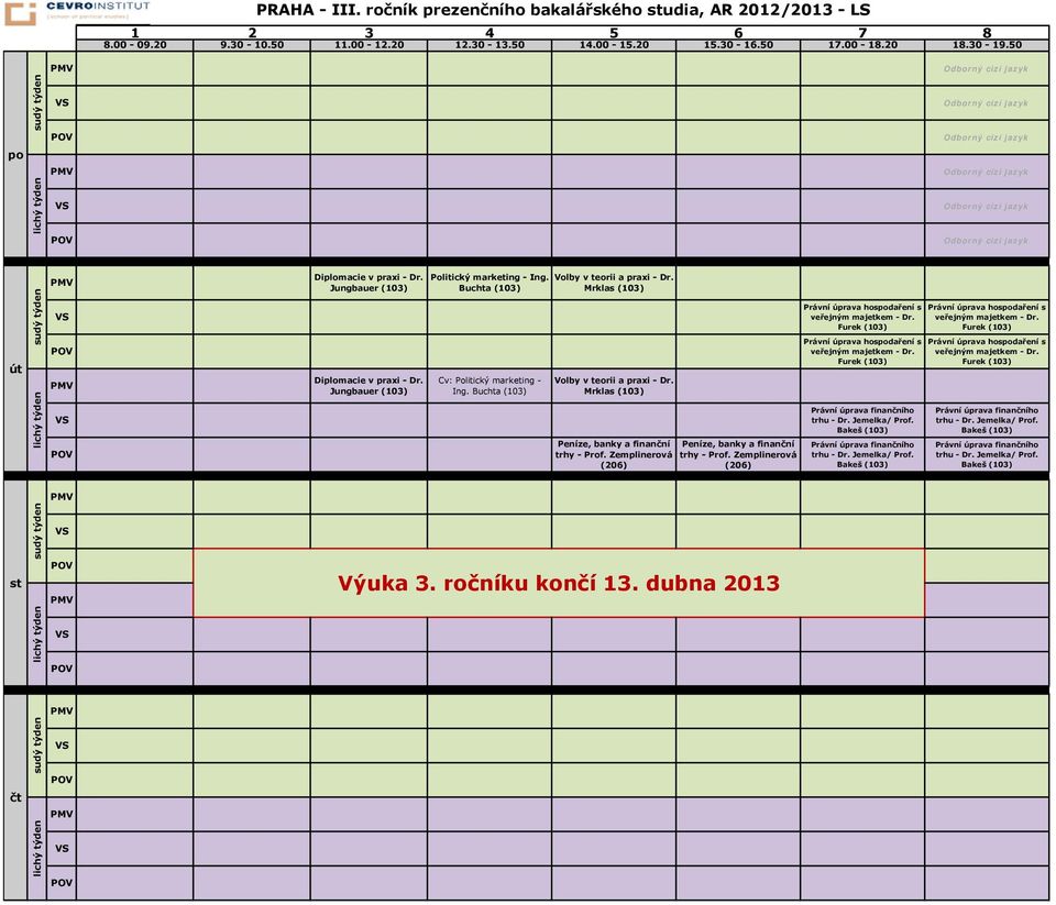 Buchta (103) Volby v teorii a praxi - Dr. Mrklas (103) Volby v teorii a praxi - Dr. Mrklas (103) Peníze, banky a finanční Peníze, banky a finanční trhy - Prof. Zemplinerová trhy - Prof.