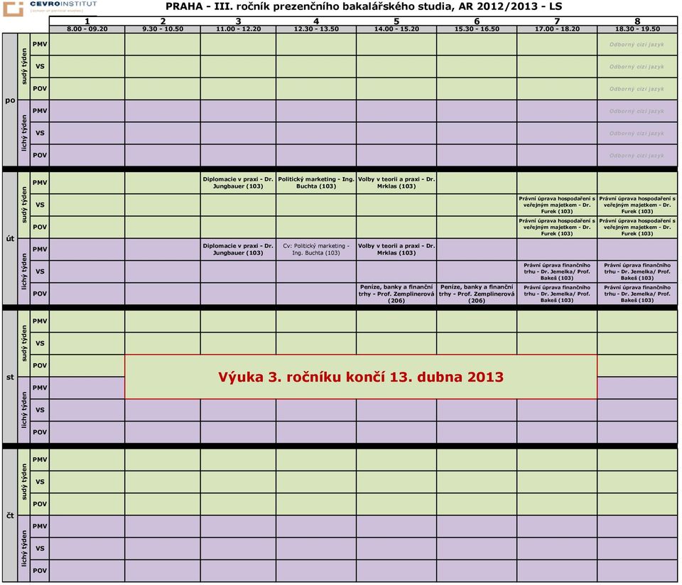 Buchta (103) Volby v teorii a praxi - Dr. Mrklas (103) Volby v teorii a praxi - Dr. Mrklas (103) Peníze, banky a finanční Peníze, banky a finanční trhy - Prof. Zemplinerová trhy - Prof.