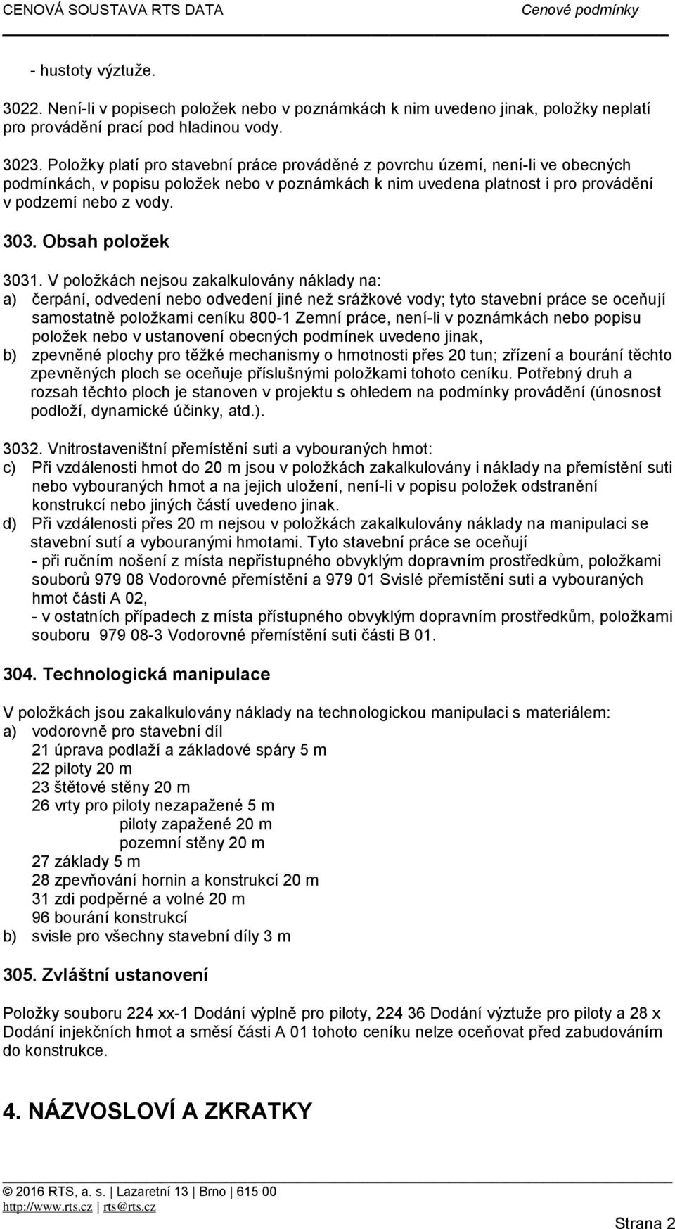 Obsah položek 3031.