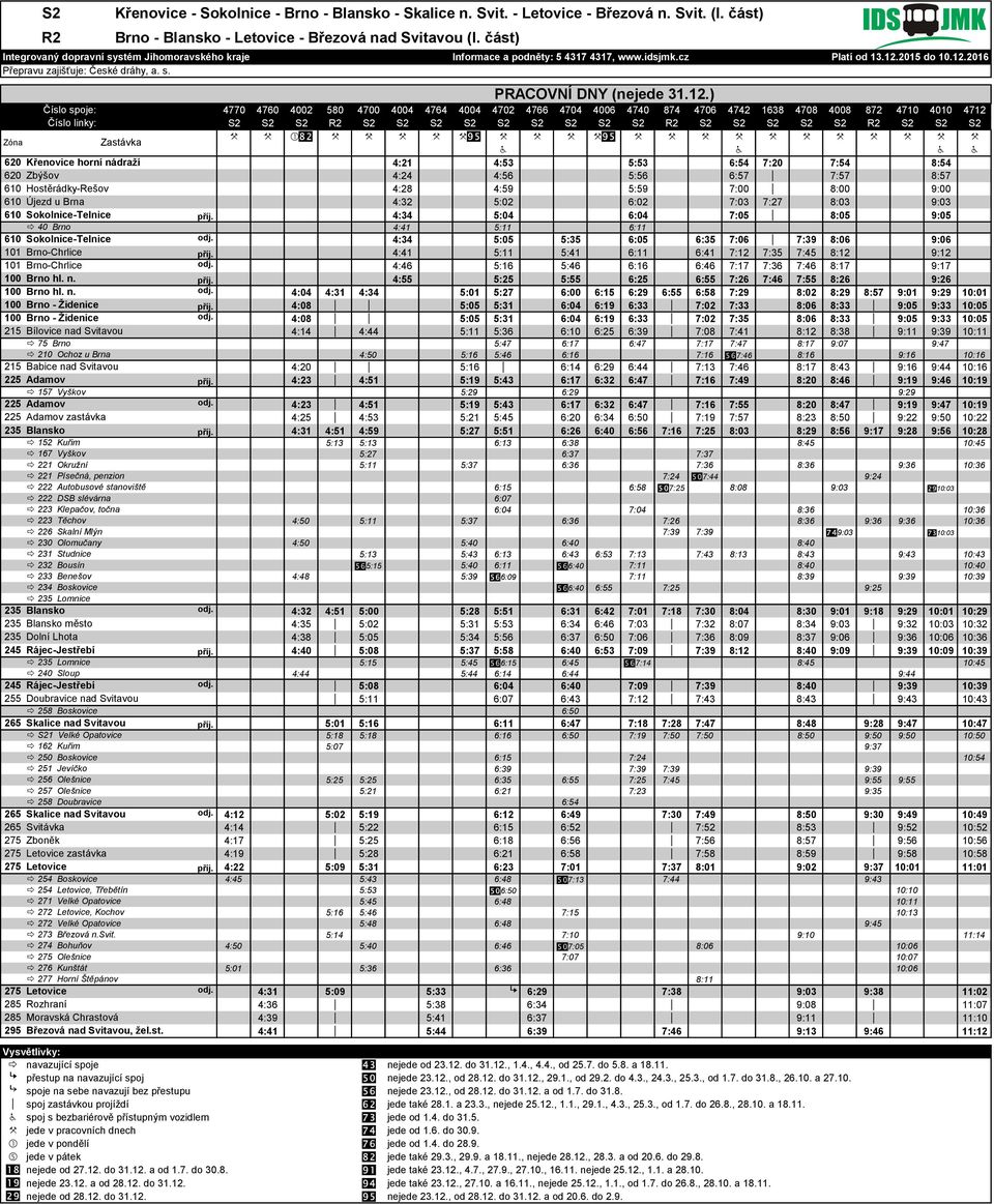 Těchov 226 Skalní Mlýn 230 Olomučany 231 Studnice 232 Bousín 233 Benešov 234 Boskovice 23 Lomnice město 23 Lomnice 240 Sloup 28 Boskovice 1 Velké Opatovice 162 Kuřim 20 Boskovice 21 evíčko 26