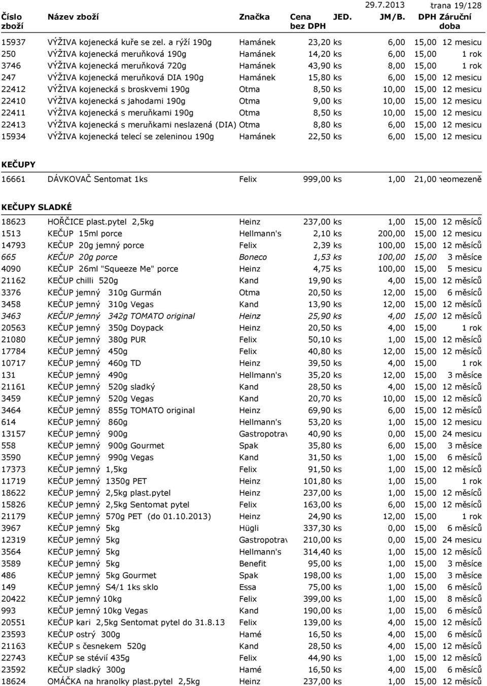15,80 ks 6,00 22412 VÝŽIVA kojenecká s broskvemi 190g Otma 8,50 ks 1 22410 VÝŽIVA kojenecká s jahodami 190g Otma 9,00 ks 1 22411 VÝŽIVA kojenecká s meruňkami 190g Otma 8,50 ks 1 22413 VÝŽIVA