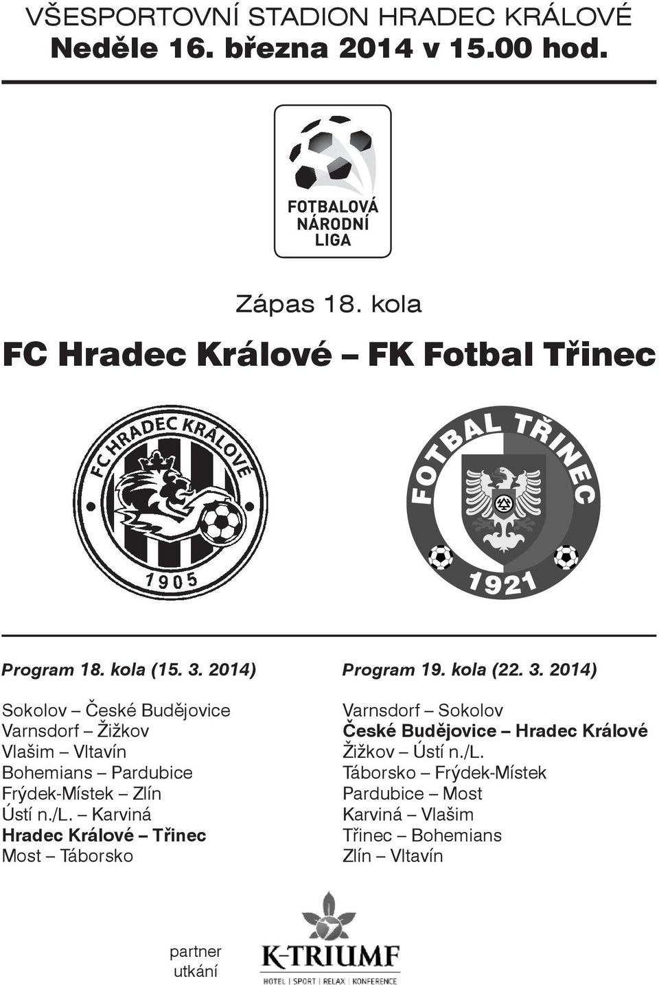 2014) Sokolov České Budějovice Varnsdorf Žižkov Vlašim Vltavín Bohemians Pardubice Frýdek-Místek Zlín Ústí n./l.