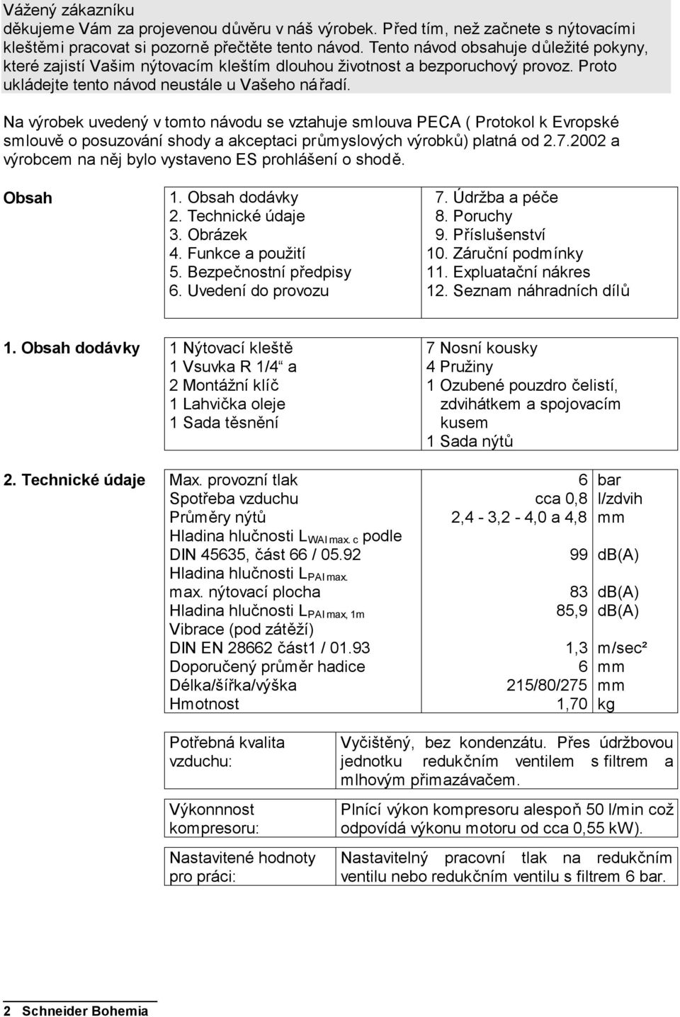 Návod na obsluhu a údržbu. nýtovacích kleští v kufříku. Obj. č. D - PDF  Stažení zdarma