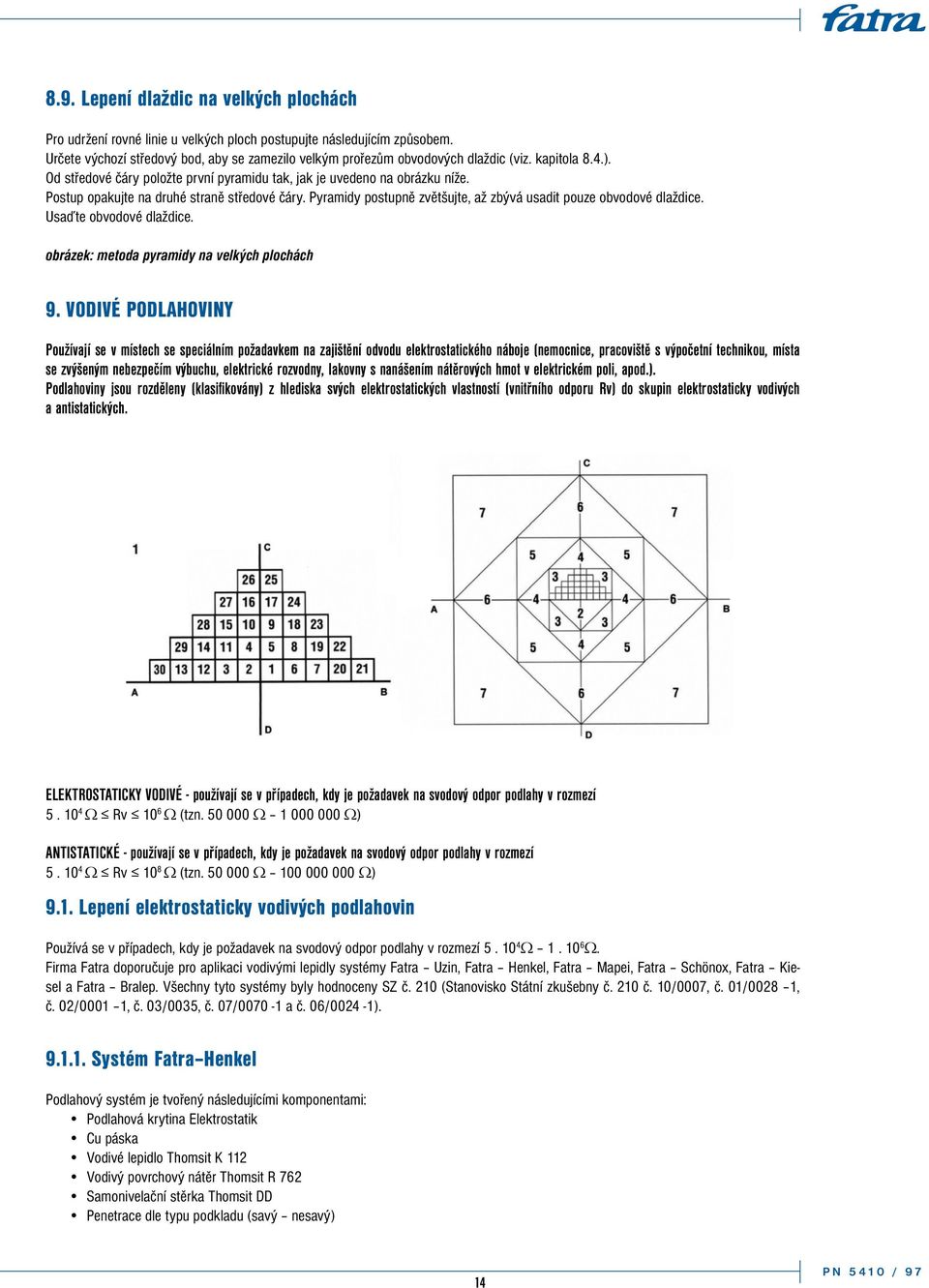 Pyramidy postupně zvětšujte, až zbývá usadit pouze obvodové dlaždice. Usaďte obvodové dlaždice. obrázek: metoda pyramidy na velkých plochách 9.