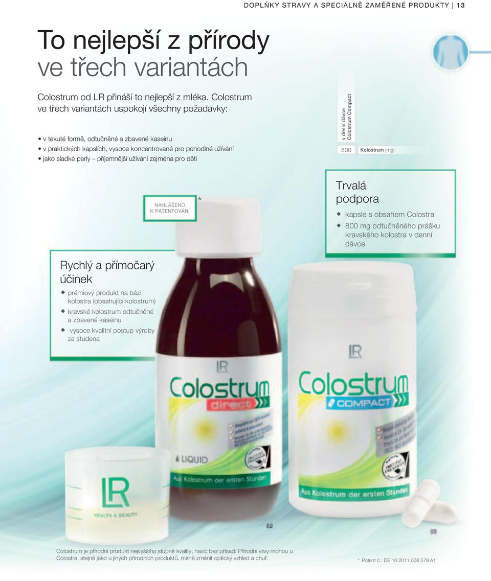 užívání zejména pro děti v denní dávce Colostrum Compact 800 Kolostrum (mg) Rychlý a přímočarý účinek prémiový produkt na bázi kolostra (obsahující kolostrum) kravské kolostrum odtučněné a zbavené