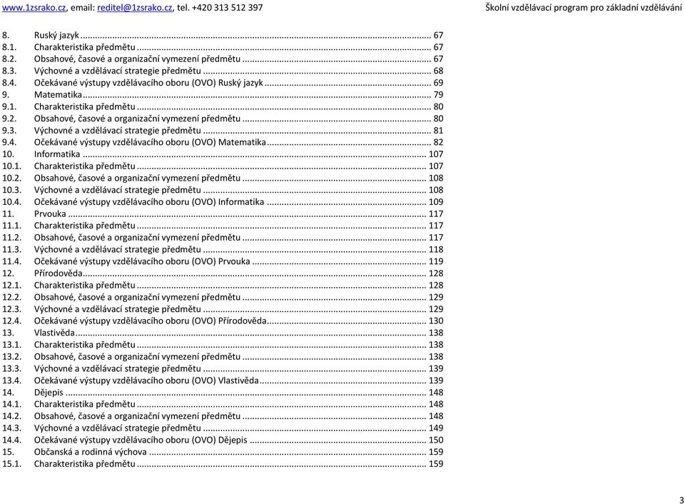 Výchovné a vzdělávací strategie předmětu... 81 9.4. Očekávané výstupy vzdělávacího oboru (OVO) Matematika... 82 10. Informatika... 107 10.1. Charakteristika předmětu... 107 10.2. Obsahové, časové a organizační vymezení předmětu.