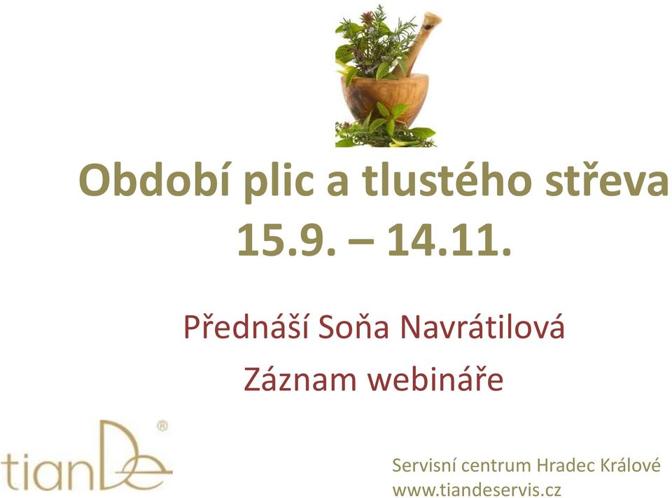 Přednáší Soňa Navrátilová Záznam