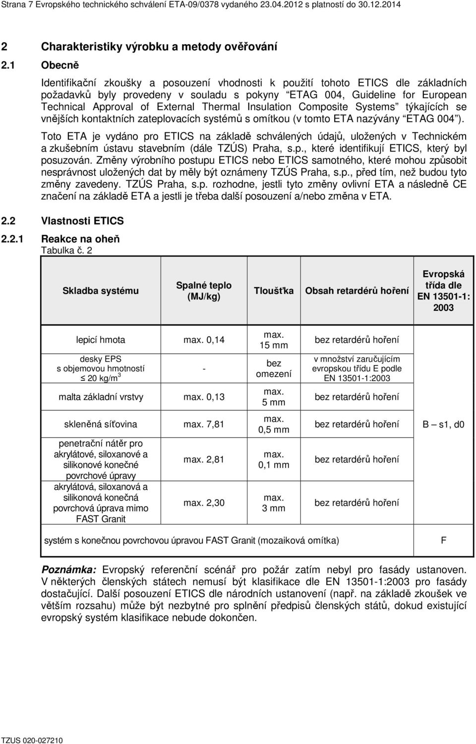 Thermal Insulation Composite Systems týkajících se vnějších kontaktních zateplovacích systémů s omítkou (v tomto ETA nazývány ETAG 004 ).