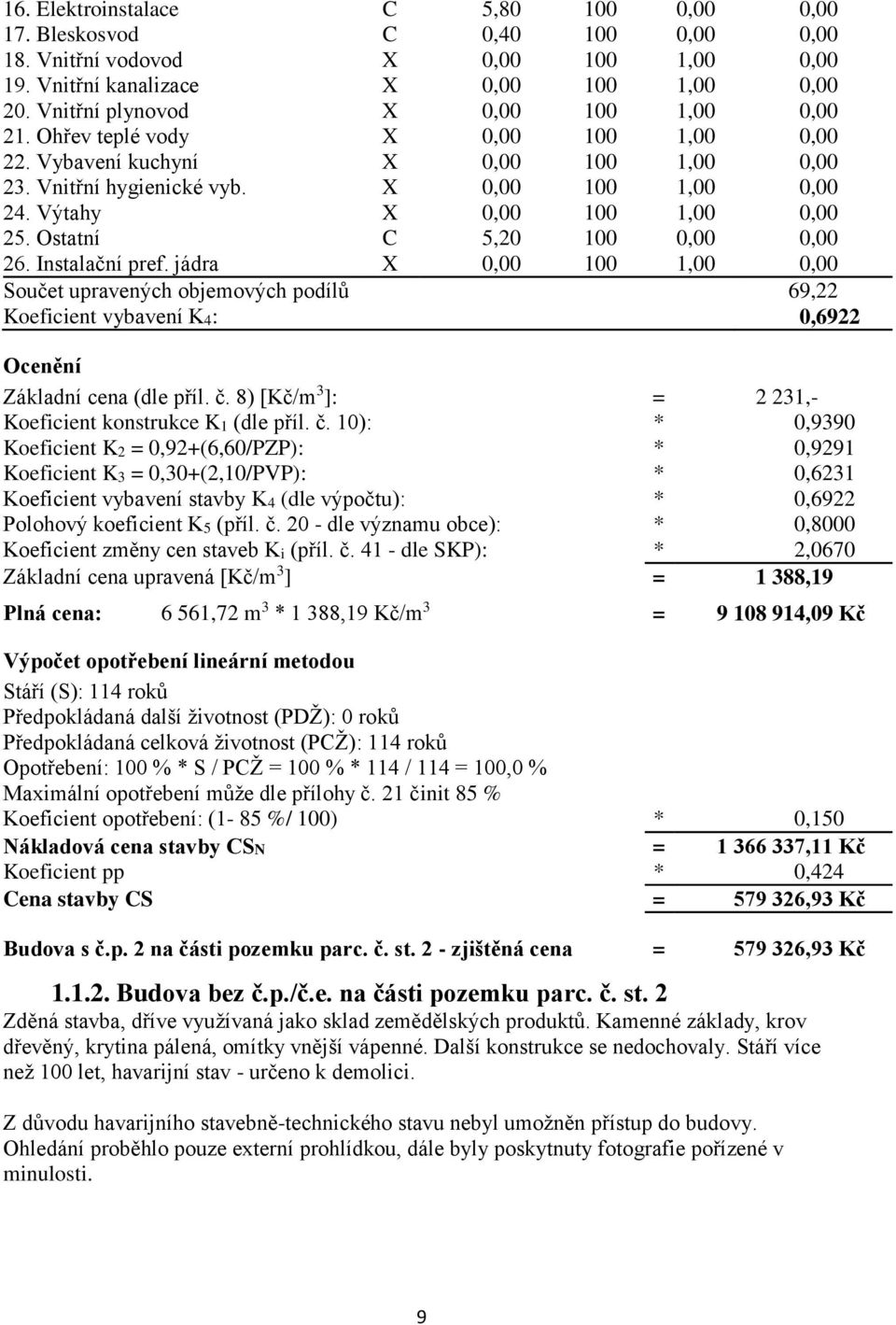 Výtahy X 0,00 100 1,00 0,00 25. Ostatní C 5,20 100 0,00 0,00 26. Instalační pref.