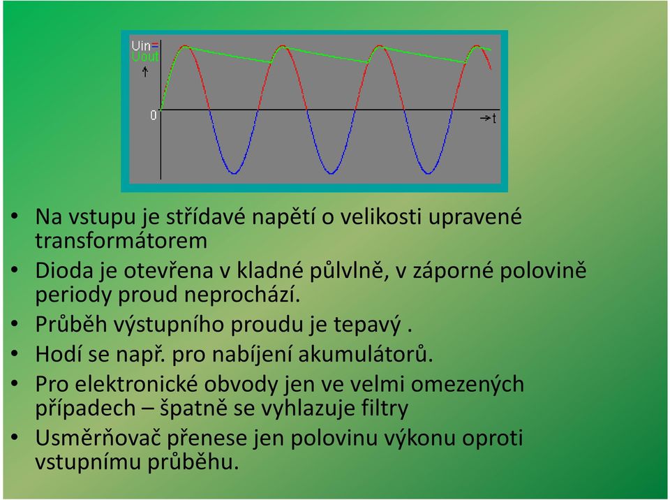 Hodí se např. pro nabíjení akumulátorů.