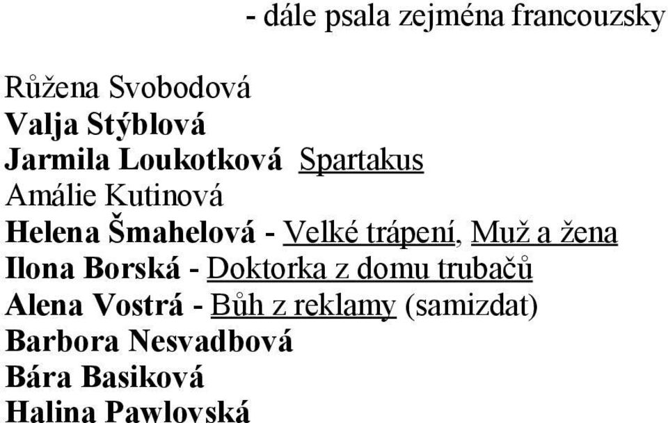 trápení, Muž a žena Ilona Borská - Doktorka z domu trubačů Alena