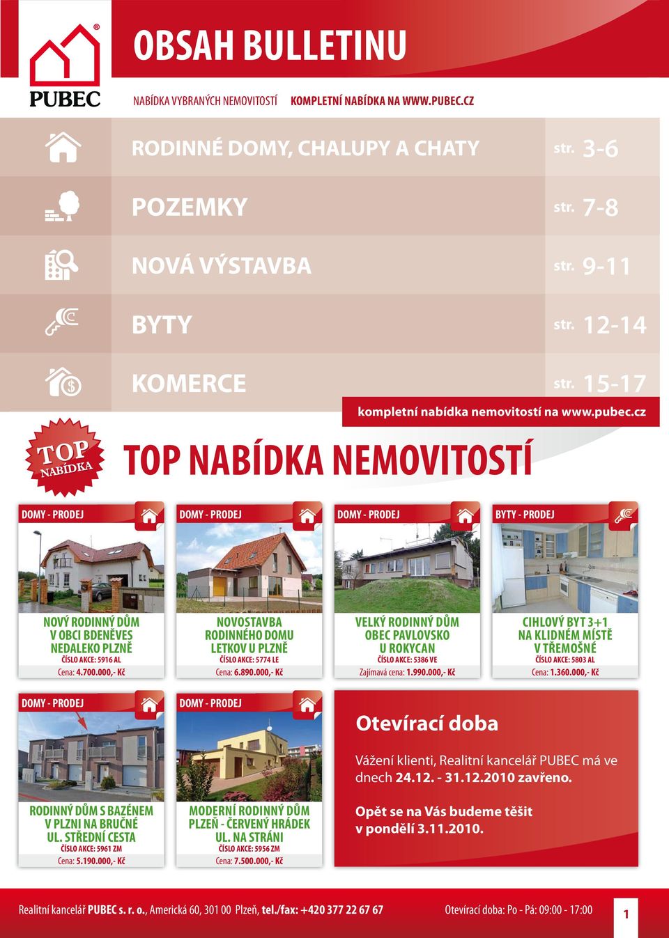 000,- Kč VELKÝ OBEC PAVLOVSKO U ROKYCAN ČÍSLO AKCE: 5386 VE Zajímavá cena: 1.990.000,- Kč CIHLOVÝ BYT 3+1 NA KLIDNÉM MÍSTĚ V TŘEMOŠNÉ ČÍSLO AKCE: 5803 AL Cena: 1.360.