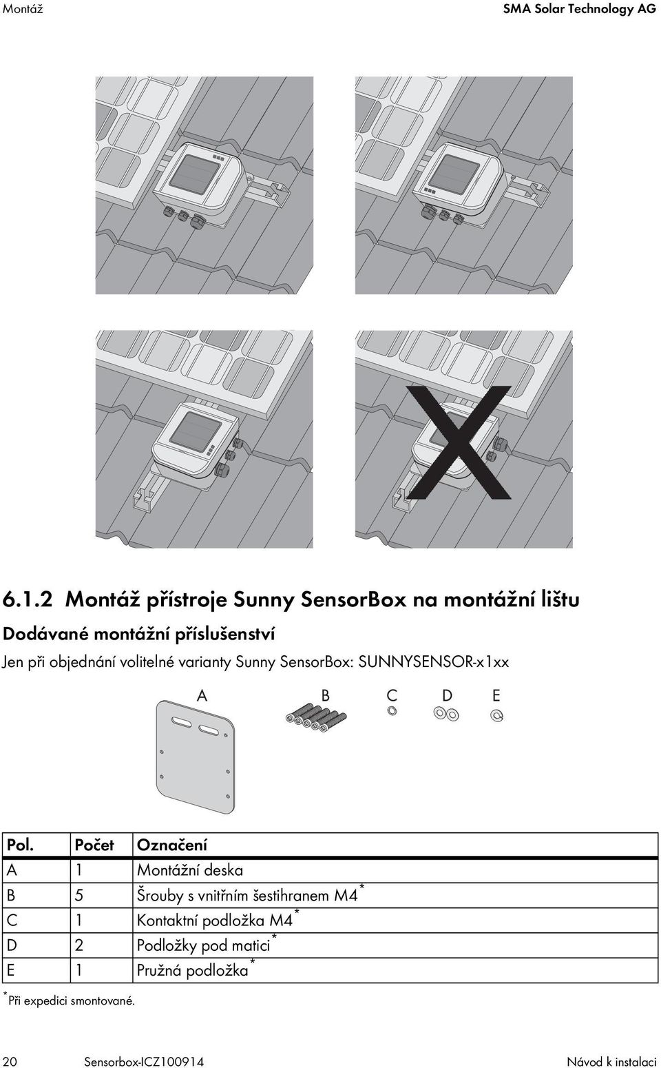 volitelné varianty Sunny SensorBox: SUNNYSENSOR-x1xx Pol.