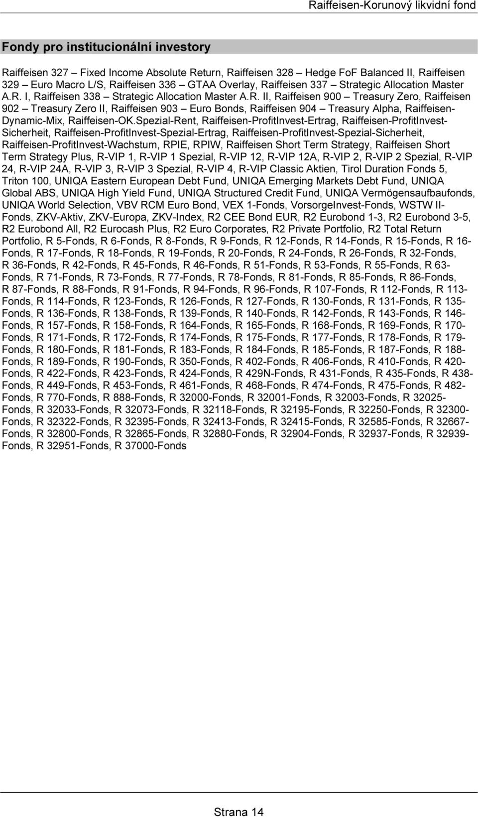 Spezial-Rent, Raiffeisen-ProfitInvest-Ertrag, Raiffeisen-ProfitInvest- Sicherheit, Raiffeisen-ProfitInvest-Spezial-Ertrag, Raiffeisen-ProfitInvest-Spezial-Sicherheit,