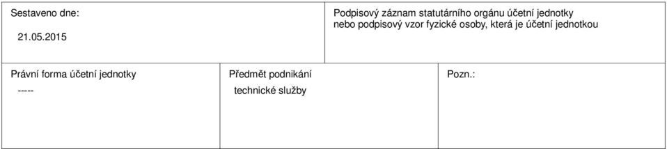 jednotky nebo podpisový vzor fyzické osoby, která je