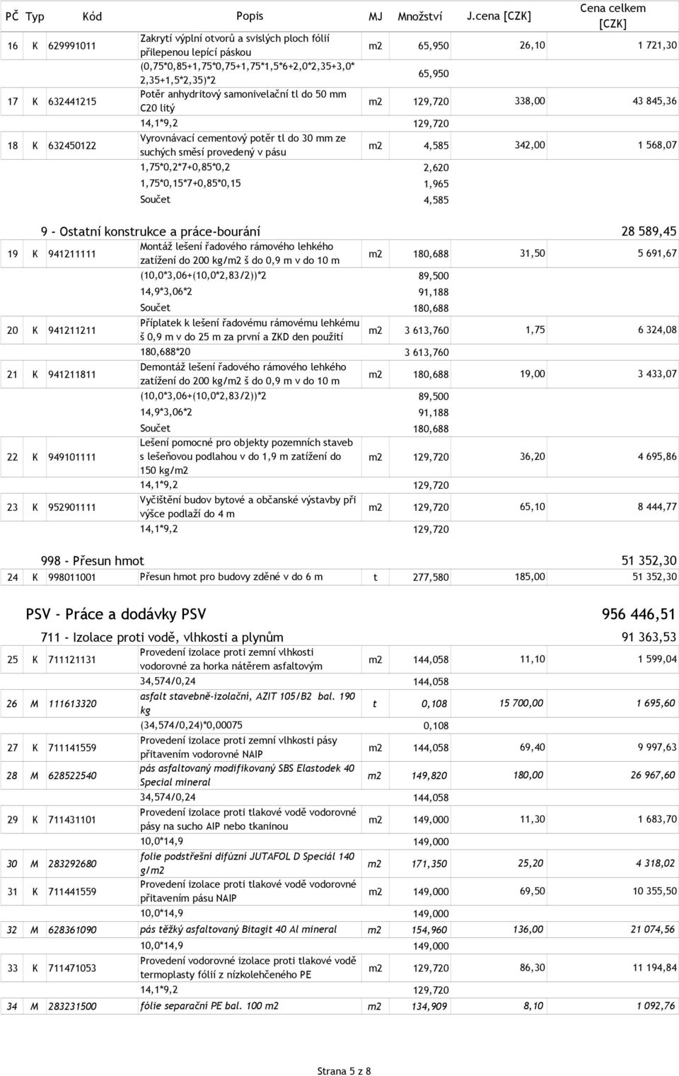 Ostatní konstrukce a prácebourání 19 K 941211111 Montáž lešení řadového rámového lehkého zatížení do 200 kg/m2 š do 0,9 m v do 10 m m2 180,688 180,688 20 K 941211211 Příplatek k lešení řadovému