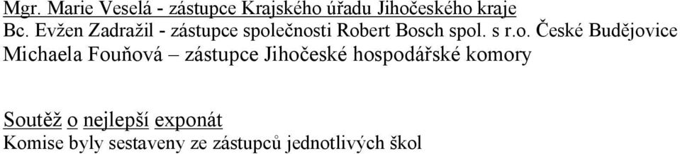 ečnosti Robert Bosch spol. s r.o. České Budějovice Michaela Fouňová