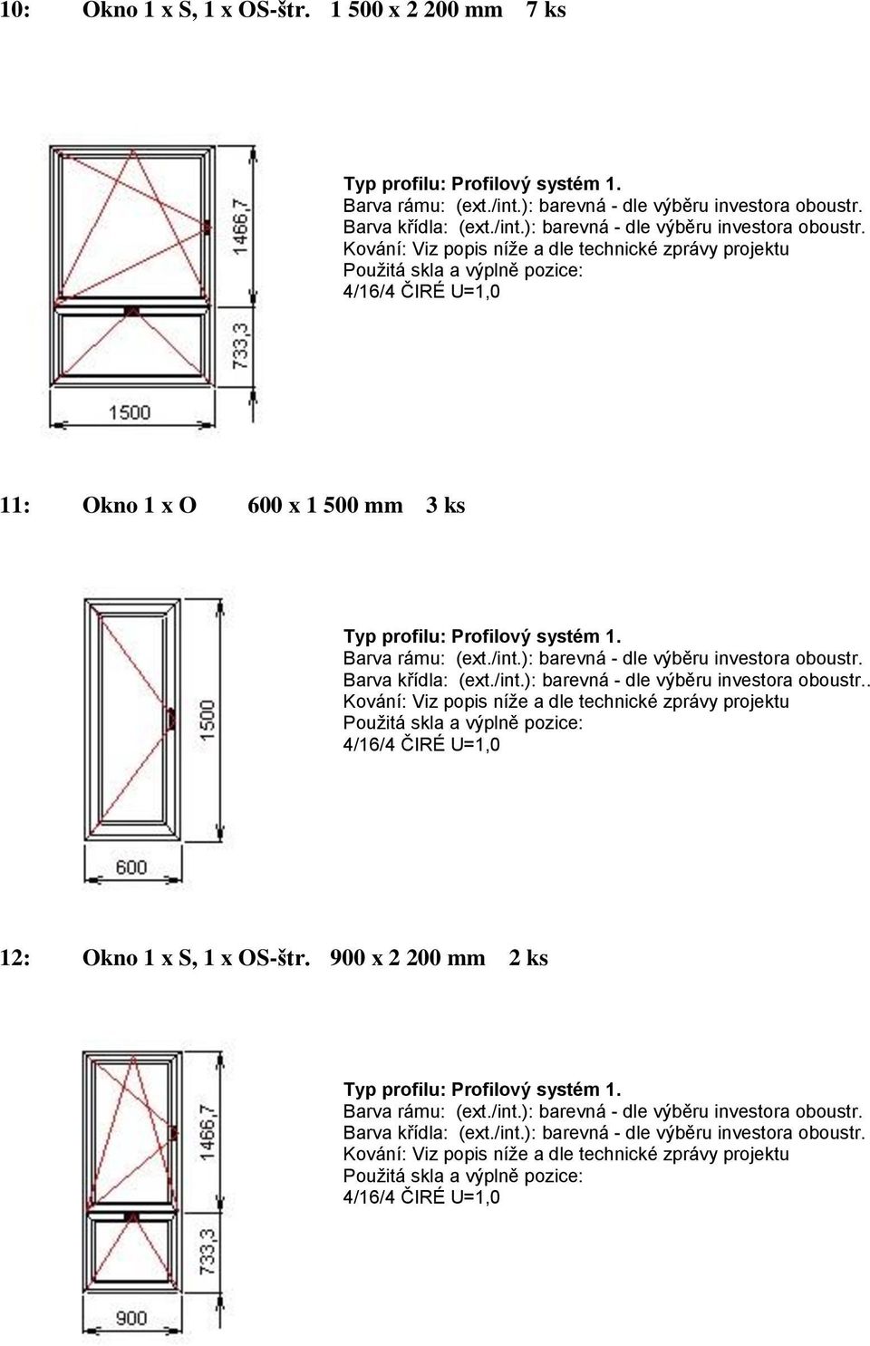 x O 600 x 1 500 mm 3 ks.