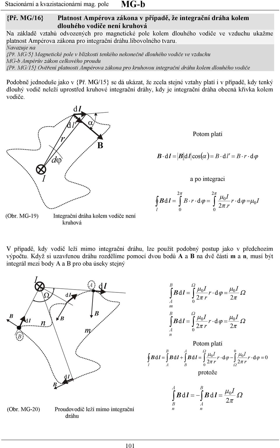 MG/5} Mgnetické poe ízkosti tenkéo nekonečně douéo odiče e zducu MG- Apéů zákon cekoéo poudu {Př. MG/5} Oěření ptnosti Apéo zákon po kuoou integční dáu koe douéo odiče Podoně jednoduše jko {Př.