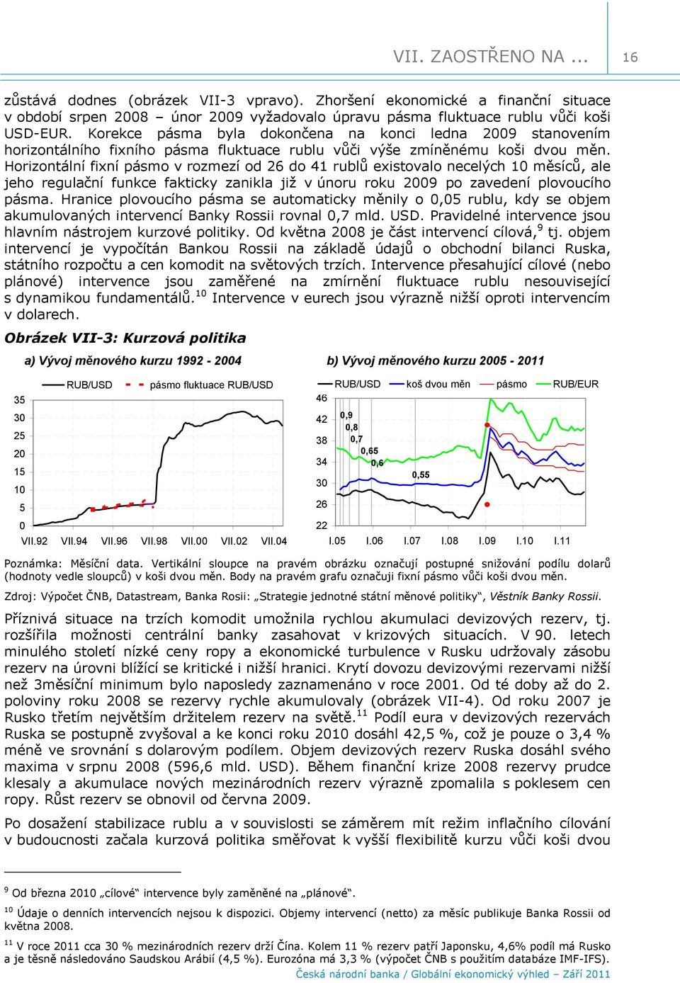 Horizontální fixní pásmo v rozmezí od 6 do 1 rublů existovalo necelých 1 měsíců, ale jeho regulační funkce fakticky zanikla již v únoru roku 9 po zavedení plovoucího pásma.