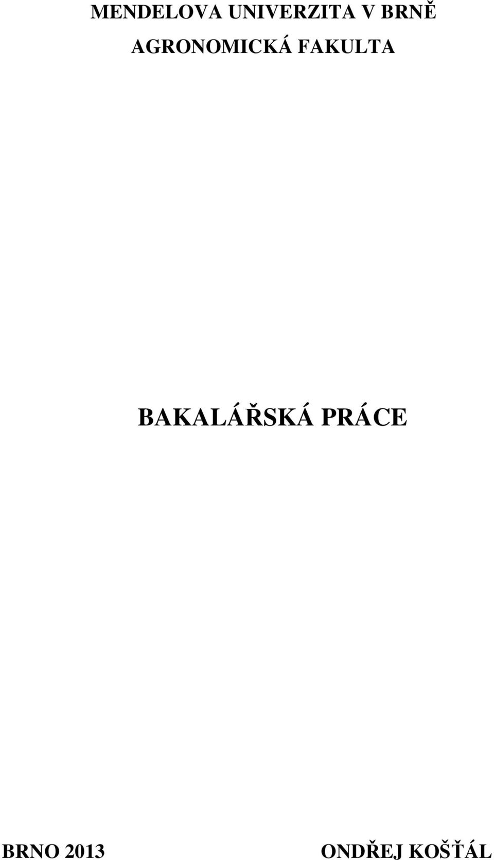 FAKULTA BAKALÁŘSKÁ