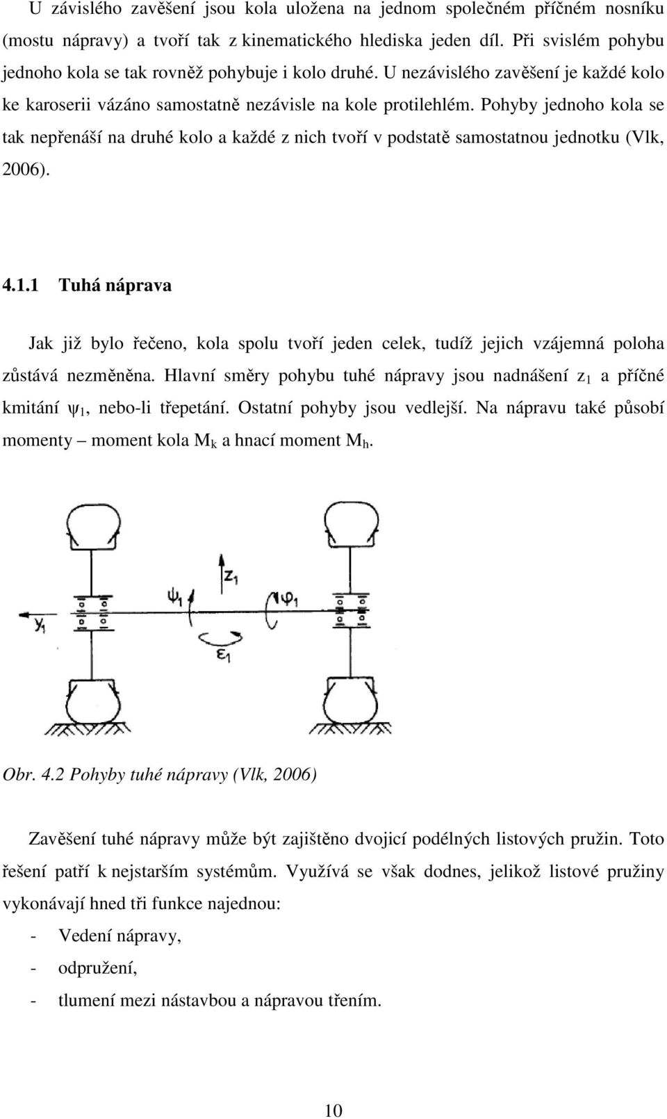 Pohyby jednoho kola se tak nepřenáší na druhé kolo a každé z nich tvoří v podstatě samostatnou jednotku (Vlk, 2006). 4.1.