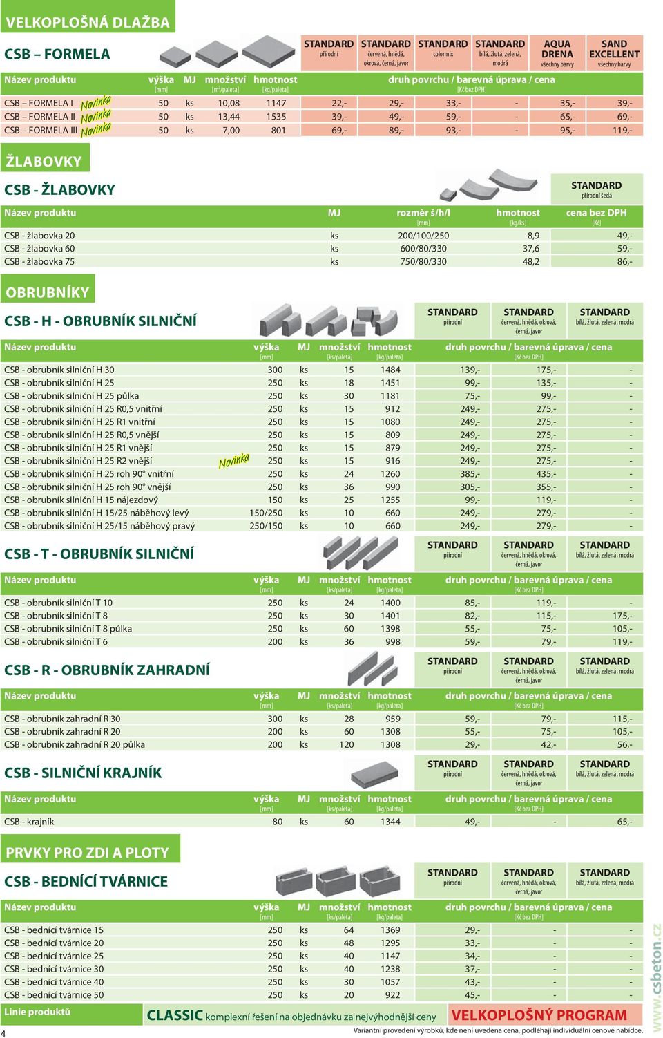 silniční H 25 R1 vnitřní 250 ks 15 1080 249,- 275,- - CSB - obrubník silniční H 25 R0,5 vnější 250 ks 15 809 249,- 275,- - CSB - obrubník silniční H 25 R1 vnější 250 ks 15 879 249,- 275,- - CSB -