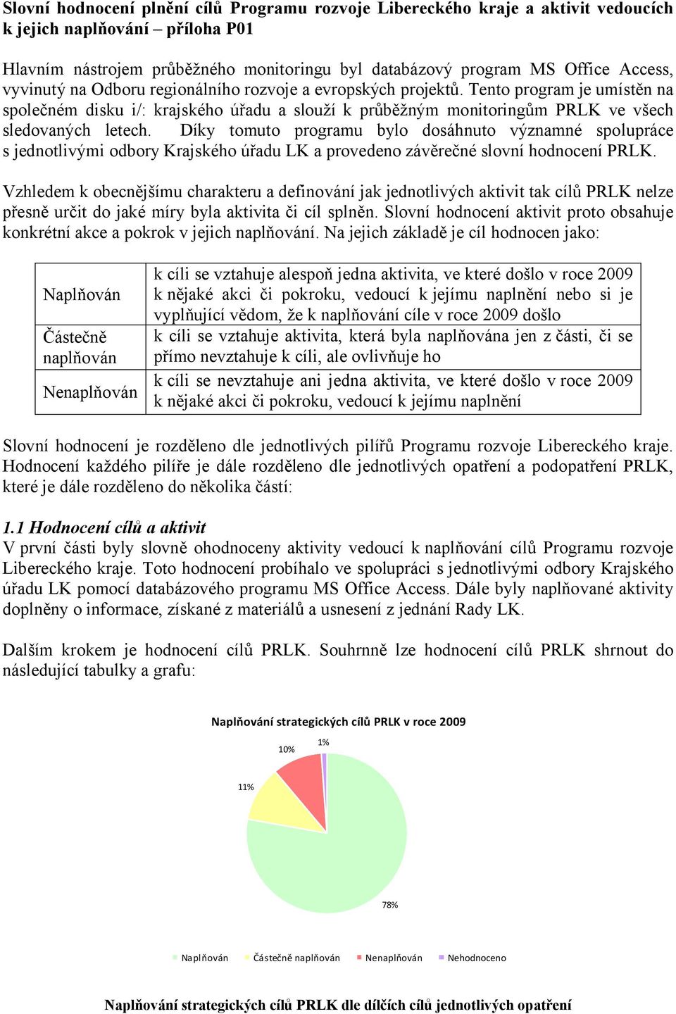 Díky tomuto programu bylo dosáhnuto významné spolupráce s jednotlivými odbory Krajského úřadu LK a provedeno závěrečné slovní hodnocení PRLK.