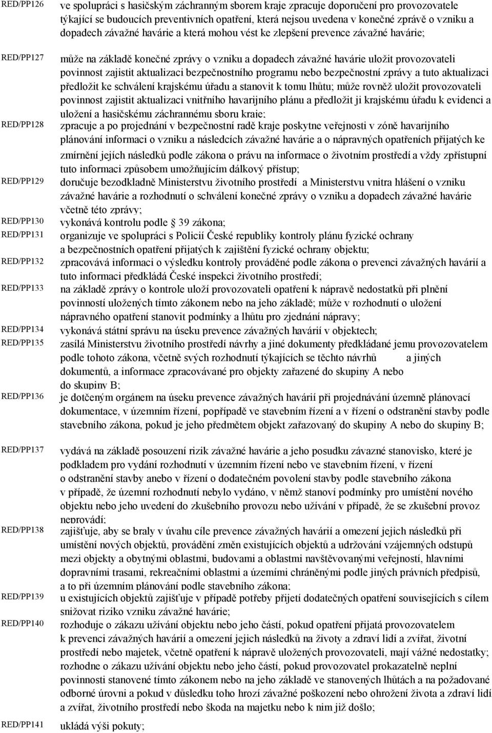 zlepšení prevence závažné havárie; může na základě konečné zprávy o vzniku a dopadech závažné havárie uložit provozovateli povinnost zajistit aktualizaci bezpečnostního programu nebo bezpečnostní