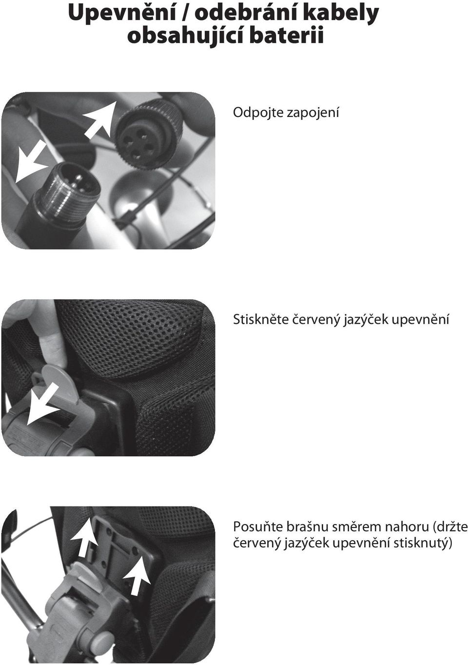 jazýček upevnění Posuňte brašnu směrem