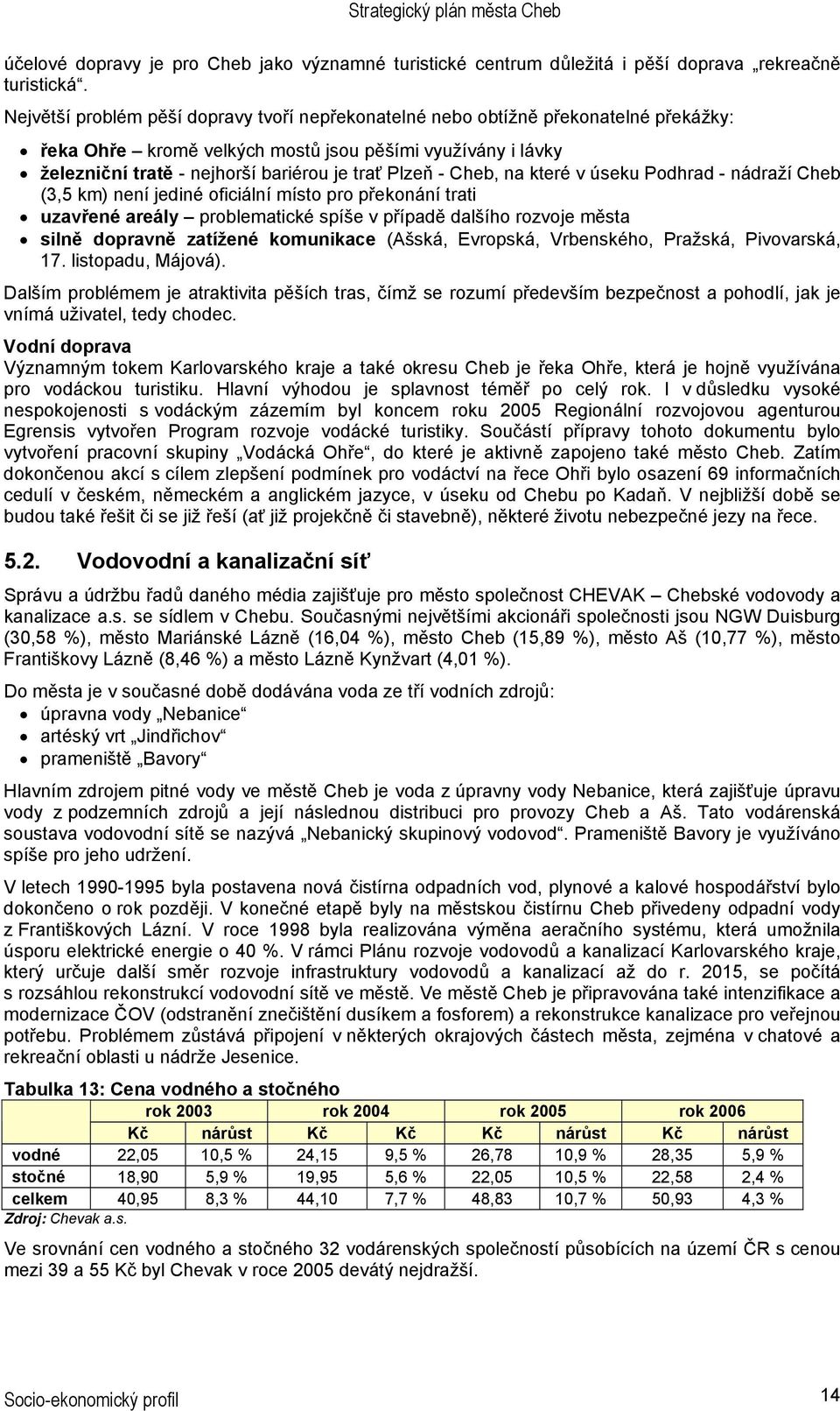 Cheb, na které v úseku Podhrad - nádraží Cheb (3,5 km) není jediné oficiální místo pro překonání trati uzavřené areály problematické spíše v případě dalšího rozvoje města silně dopravně zatížené