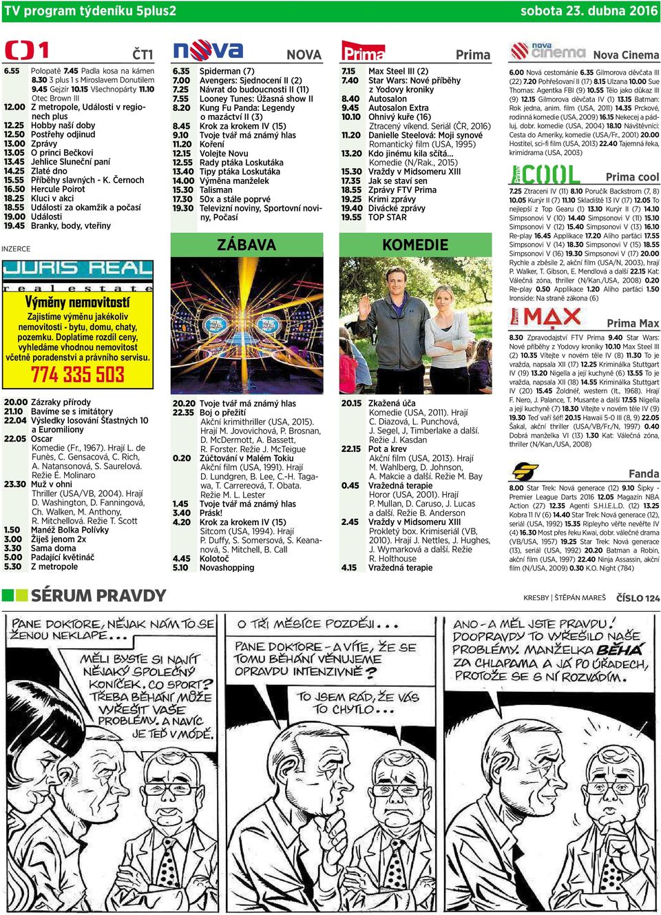 Černoch 16.50 Hercule Poirot 18.25 Kluci vakci 18.55 Události za okamžik apočasí 19.00 Události 19.45 Branky, body, vteřiny 20.00 Zázraky přírody 21.10 Bavíme se simitátory 22.