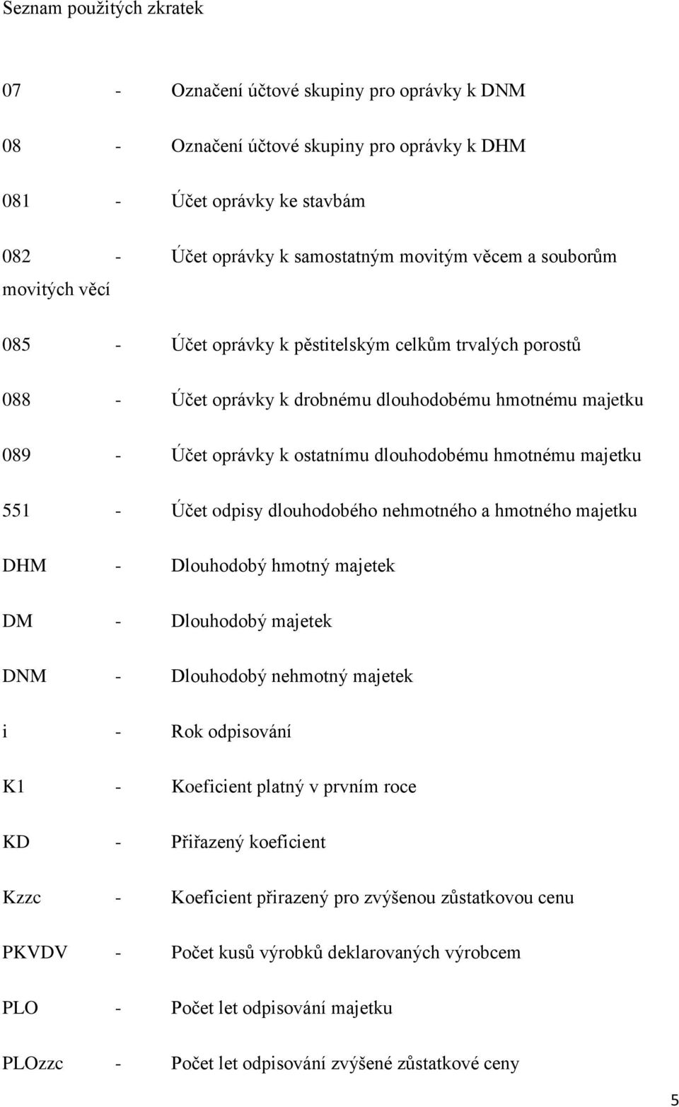 majetku 551 - Účet odpisy dlouhodobého nehmotného a hmotného majetku DHM - Dlouhodobý hmotný majetek DM - Dlouhodobý majetek DNM - Dlouhodobý nehmotný majetek i - Rok odpisování K1 - Koeficient