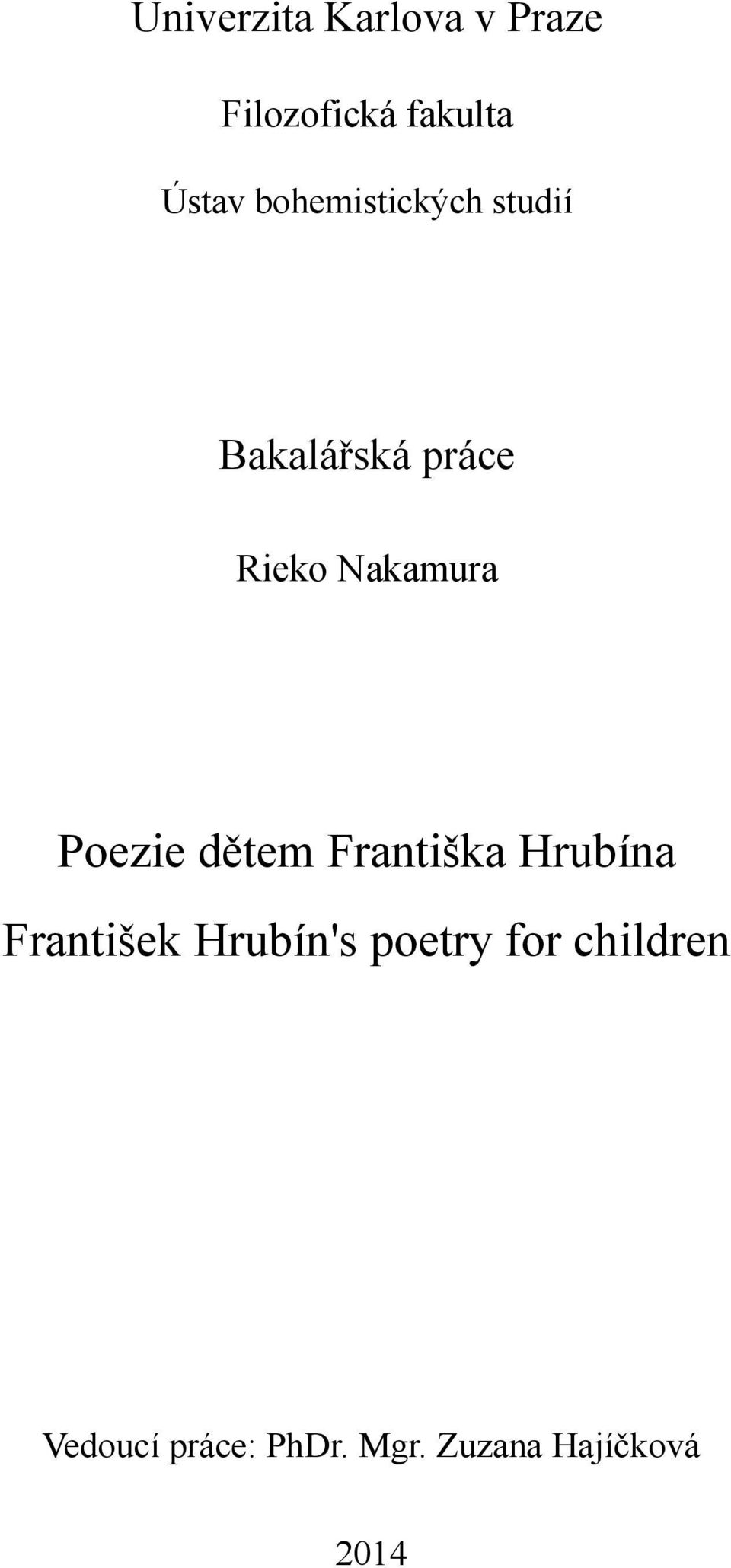 Poezie dětem Františka Hrubína František Hrubín's