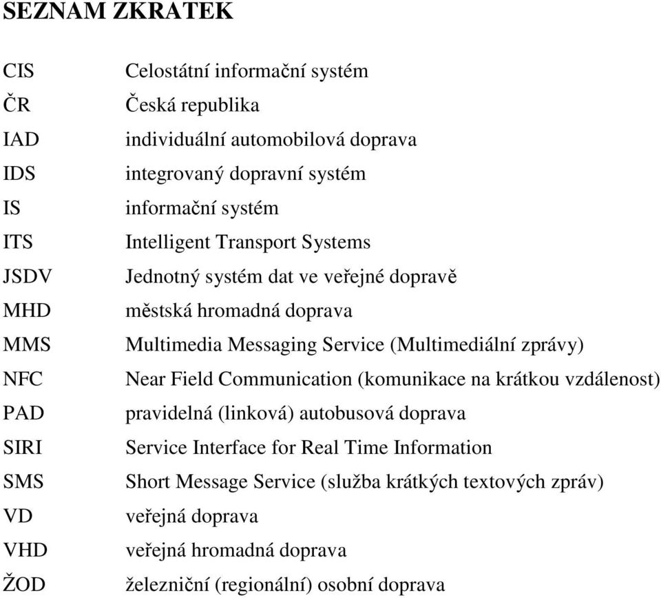 Messaging Service (Multimediální zprávy) Near Field Communication (komunikace na krátkou vzdálenost) pravidelná (linková) autobusová doprava Service