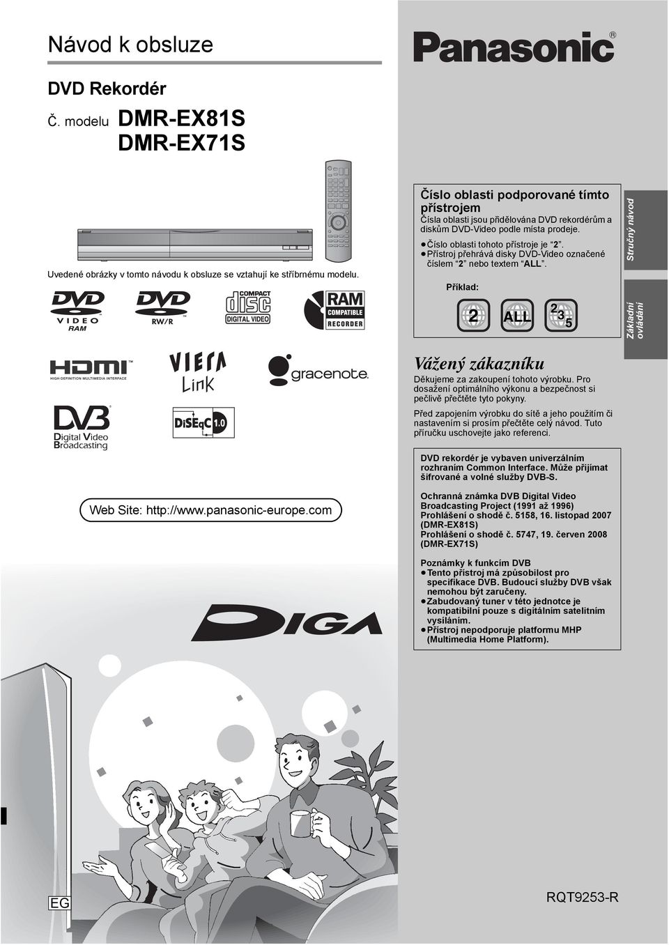 Přístroj přehrává disky DVD-Video označené číslem 2 nebo textem ALL. Příklad: 2 2 ALL 3 5 Vážený zákazníku Děkujeme za zakoupení tohoto výrobku.