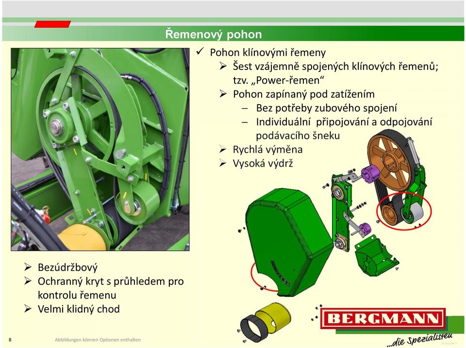 Power-řemen Pohon zapínaný pod zatížením Bez potřeby zubového spojení