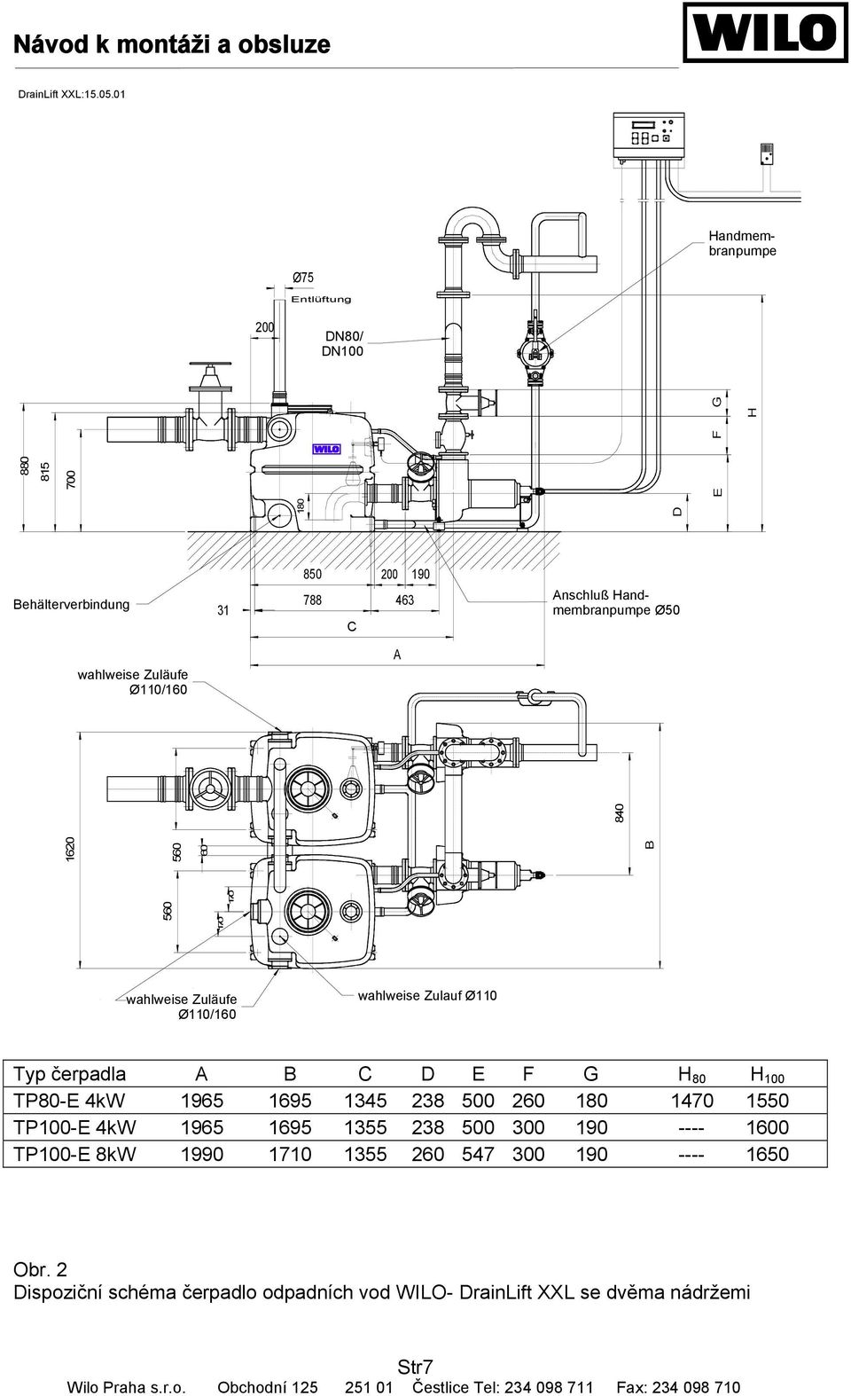 A B C D E F G H 80 H 100 TP80-E 4kW 1965 1695 1345 238 500 260 180 1470 1550 TP100-E 4kW 1965 1695 1355 238 500 300 190 ---- 1600