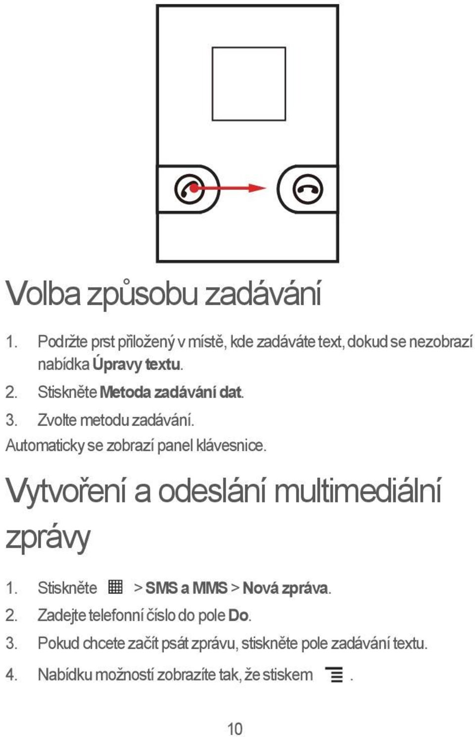 Stiskněte Metoda zadávání dat. 3. Zvolte metodu zadávání. Automaticky se zobrazí panel klávesnice.