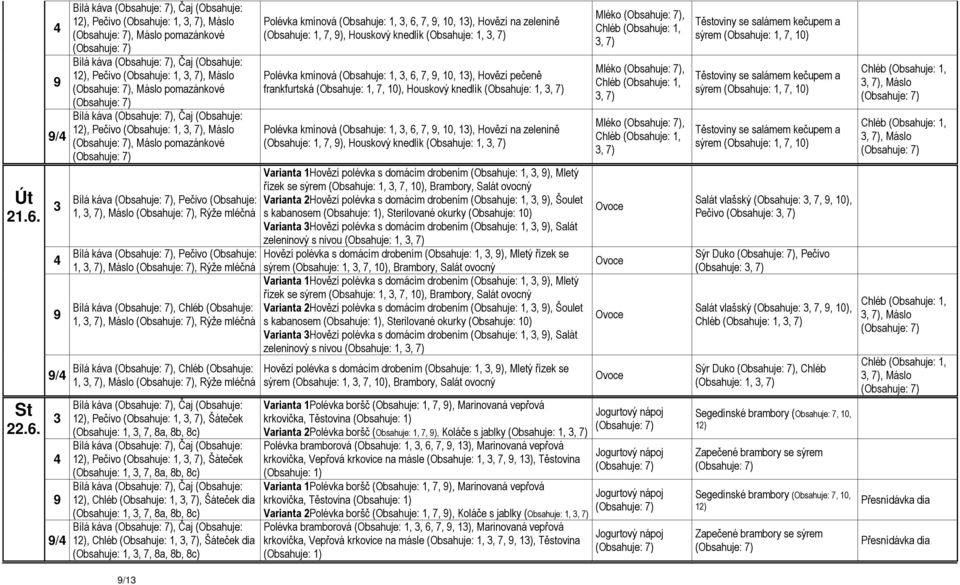 / / / Bílá káva, Čaj (Obsahuje: 12), Pečivo (Obsahuje: 1,, Máslo pomazánkové Bílá káva, Čaj (Obsahuje: 12), Pečivo (Obsahuje: 1,, Máslo pomazánkové Bílá káva, Čaj (Obsahuje: 12), Pečivo (Obsahuje: