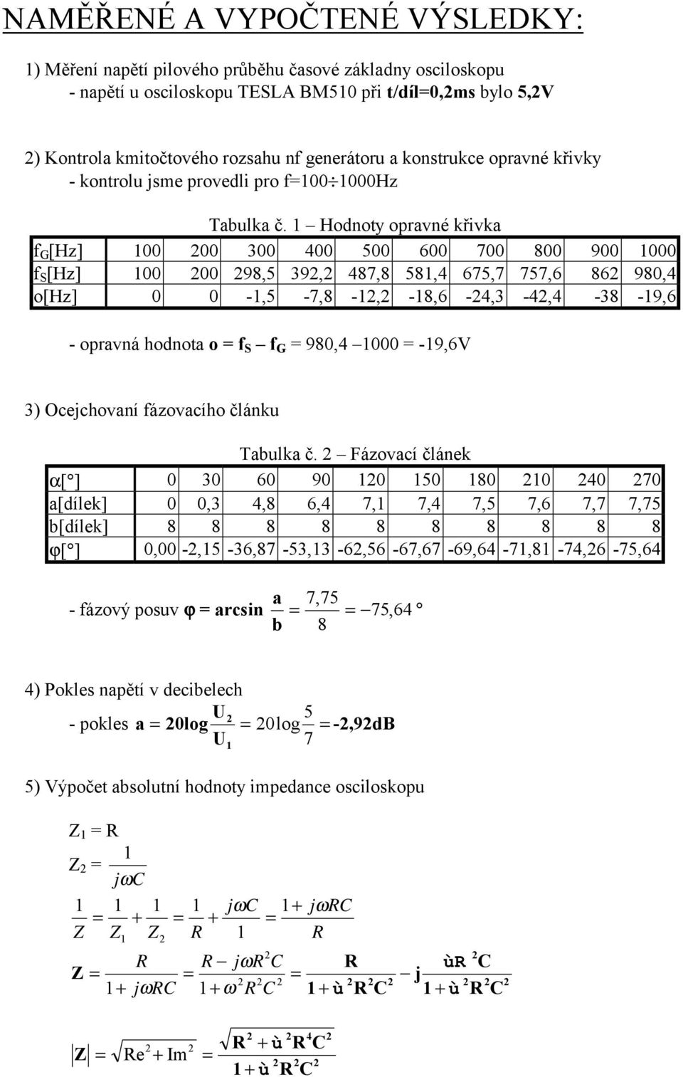 1 Hodnoty opravné křivka f G [Hz] 100 00 300 400 500 600 700 800 900 1000 f S [Hz] 100 00 98,5 39, 487,8 581,4 675,7 757,6 86 980,4 o[hz] 0 0-1,5-7,8-1, -18,6-4,3-4,4-38 -19,6 - opravná hodnota o f S