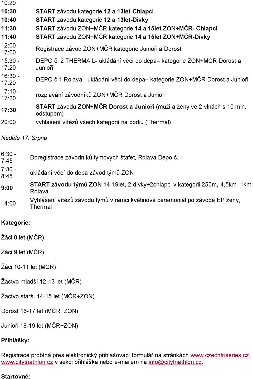 2 THERMA L- ukládání věcí do depa kategorie ZON+MČR Dorost a Junioři DEPO č.