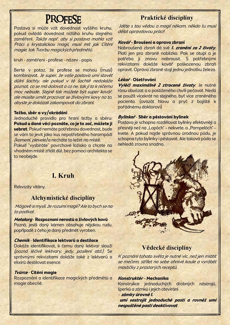 kruh - zaměření - profese - název - popis Berte v potaz, že profese se mohou (musí) kombinovat.
