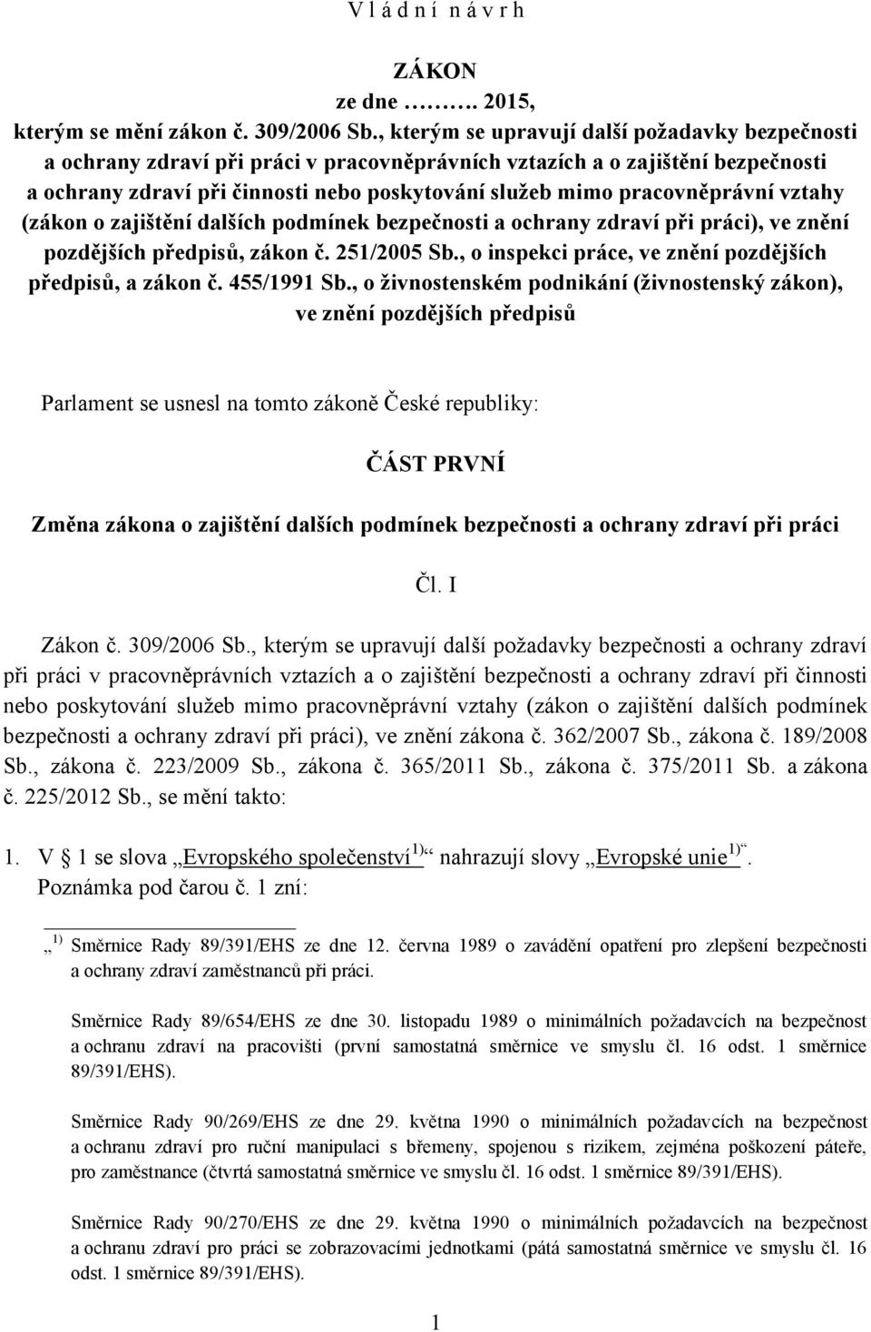 pracovněprávní vztahy (zákon o zajištění dalších podmínek bezpečnosti a ochrany zdraví při práci), ve znění pozdějších předpisů, zákon č. 251/2005 Sb.