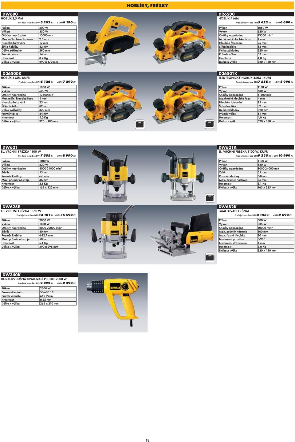 Délka základny 320 mm Průměr válce 64 mm 4,0 Kg 320 x 180 mm D26500K HOBLÍK 4 MM, KUFR : 6 126 Kč s DPH7 290 Kč 1050 W 620 W Otáčky naprázdno 13500 min -1 Maximální hloubka řezu 4 mm Hloubka