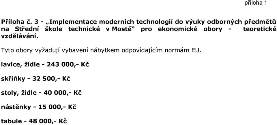 technické v Mostě pro ekonomické obory - teoretické vzdělávání.