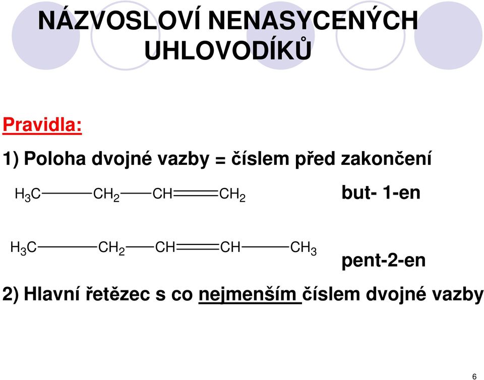 C 2 C C 2 but- 1-en 3 C C 2 C C C 3 pent-2-en 2)